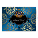 Royal Navy Blue and Gold Crown Thank You Cards
