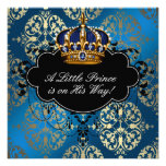 Royal Navy Blue Gold Prince Baby Boy Shower Personalised Announcement