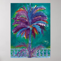 Royal Palm, teal- poster