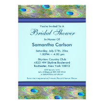 Royal Teal Blue Peacock Bridal Shower Card
