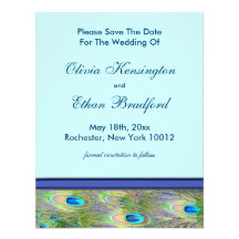 Royal Teal Blue Peacock Wedding Invitations