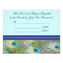 Royal Teal Blue Peacock Wedding Invitations