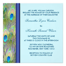 Royal Teal Blue Peacock Wedding Invitations