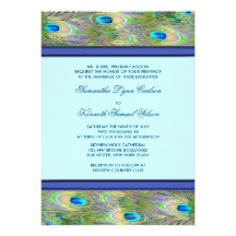 Royal Teal Blue Peacock Wedding Invitations