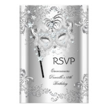 RSVP Quinceanera 15th Birthday Party Masquerade Announcement