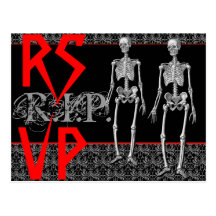 RSVP Skeletons - Halloween Party, Haunted House Post Card