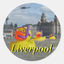 Rubber Ducks On The Mersey Round Stickers
