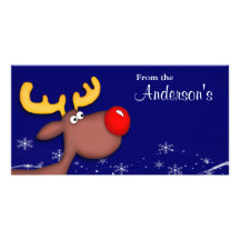Rudolf Christmas Greeting Custom Photo Card