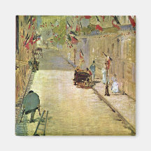 Rue Mosnier with Flags by Edouard Manet Fridge Magnets