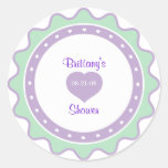 Ruffle Sticker, puirple and green hearts