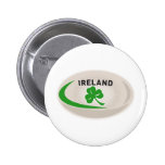 Rugby Ball Ireland Shamrock Pinback Buttons