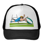 Rugby player diving scoring a try mesh hat
