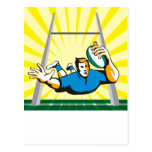 rugby player diving to score a try postcards