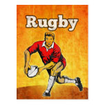 rugby player passing ball post card