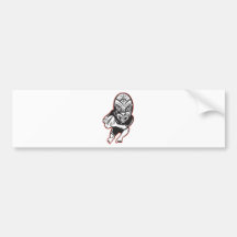Rugby player running wearing Maori mask Bumper Stickers