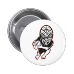 Rugby player running wearing Maori mask Button