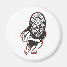 Rugby player running wearing Maori mask Fridge Magnet