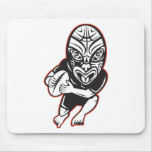 Rugby player running wearing Maori mask Mouse Pads