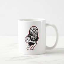 Rugby player running wearing Maori mask Coffee Mugs