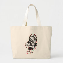 Rugby player running wearing Maori mask Tote Bags