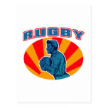 rugby player running with ball postcard