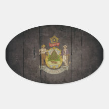 Rugged Wood Maine Flag Stickers