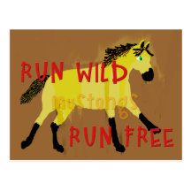 RUN WILD MUSTANGS- Whimsical Horse Collection Postcard