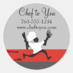 Running chef fork knives gift tag labels round sticker