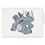 running scared baby rhino greeting cards