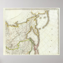 Russia and Asia Engraved Map Posters