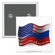Russian-American Waving Flags Buttons