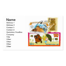 Russian stamps business card template