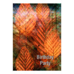 Rust and Green Leaves Birthday Party Personalized Invites