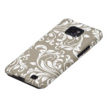 Rustic Brown and White Floral Damask Samsung Galaxy S2 Covers