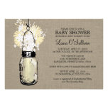 Rustic Burlap Mason Jar Wildflowers Baby Shower Custom Invitations