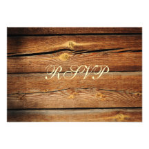 Rustic Country Barn Wood Wedding RSVP Cards
