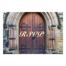 Rustic Country Wedding Old Wooden Door RSVP Card Personalised Invites