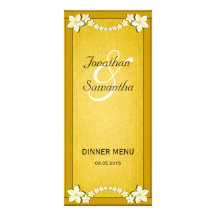 Rustic Gold Floral Wedding Dinner Menu Cards Full Color Rack Card