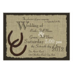 Rustic Horseshoes and Burlap Wedding Custom Announcement