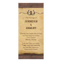 Rustic Horseshoes Barbed Wire Wedding Program Customized Rack Card