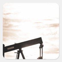 Rustic Oil Well Pump Vertical Sepia Sticker