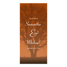 Rustic Orange Oak Tree Wedding Program Rack Card