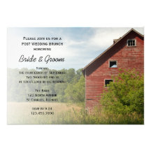 Rustic Red Barn Country Post Wedding Brunch Invite