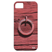 Rustic Red Wood With Metal Ring iPhone 5 Case
