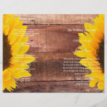 Rustic Sunflower Country Wedding Program Flyer Design