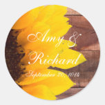 Rustic Sunflower Photo Country Wedding Round Sticker