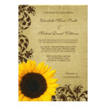 Rustic Sunflower Swirls Wedding Personalized Invite
