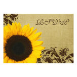Rustic Sunflower Swirls Wedding RSVP Response Card Custom Invites