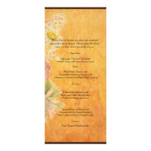 Rustic Watercolor Daisies Wedding Menu Full Color Rack Card