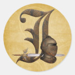 Rusty Knights Initial J Round Sticker